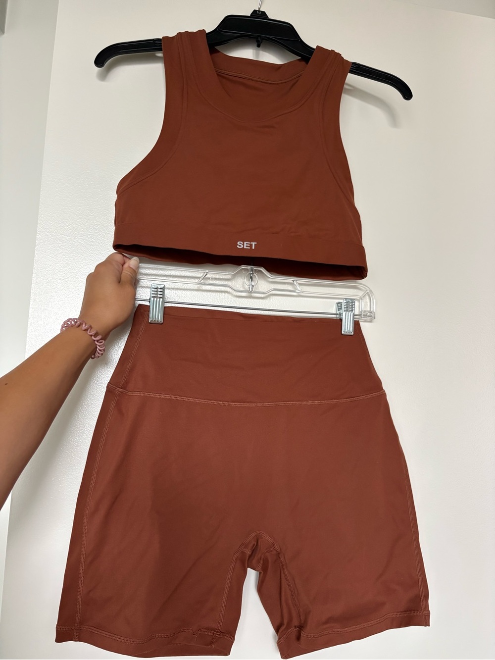 SET Active Terracotta Crop Tank & High-Waist Bike Shorts Set